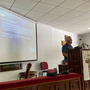 Pastor Trevor teaching at Sunday Service